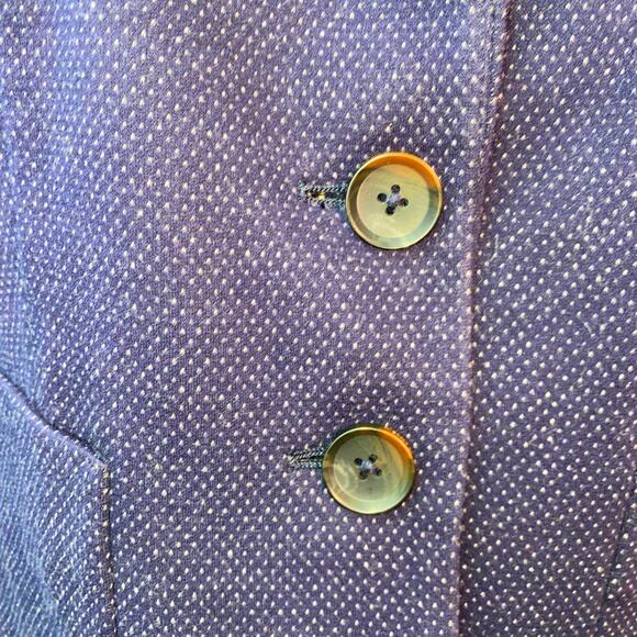 Boden Blazer Women US 8R Cotton Blend Blue Micro Dot Jacket Preppy Classic - Picture 2 of 6